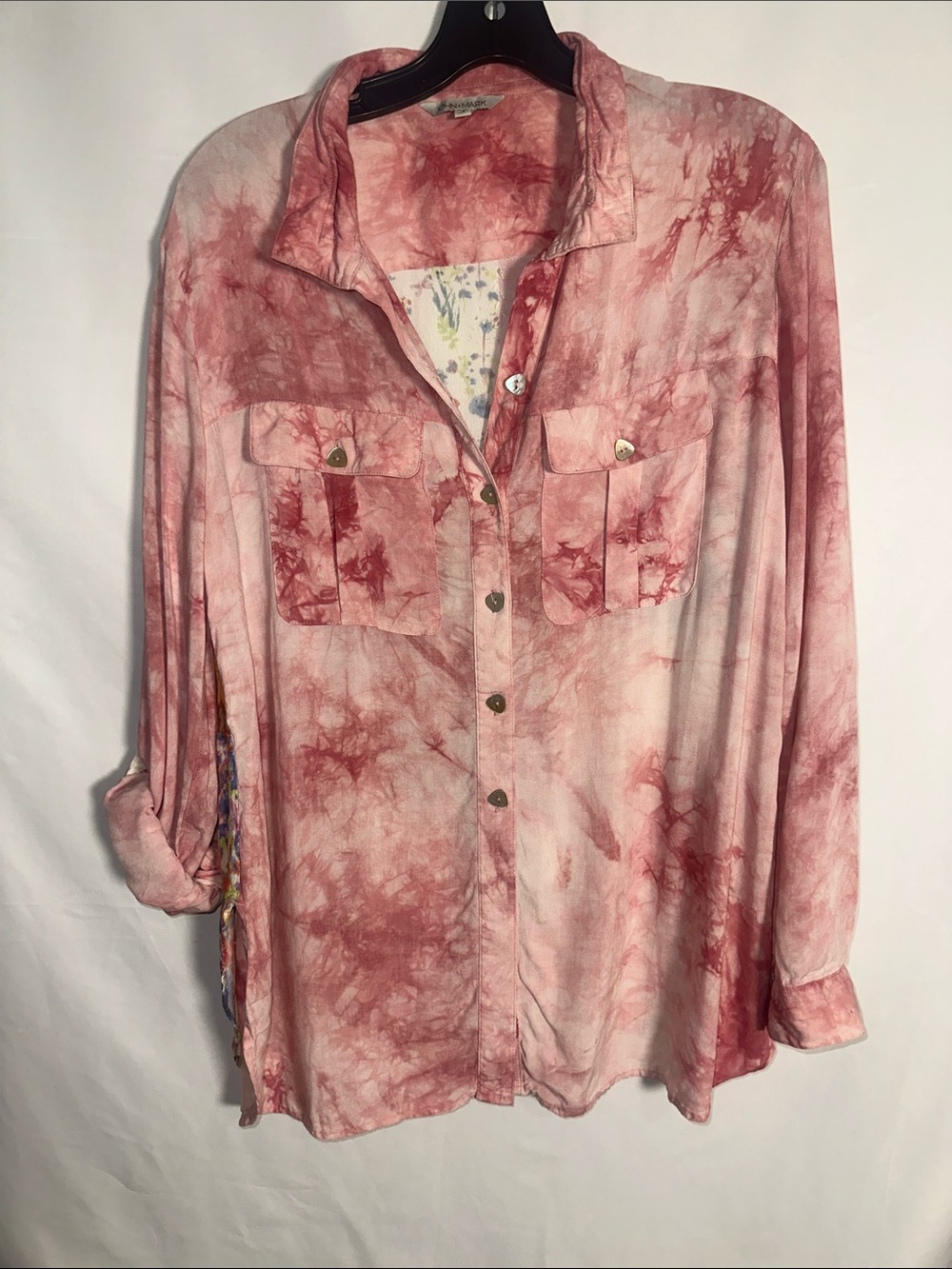 John Mark Pink Tie-Dye Button Down Shirt